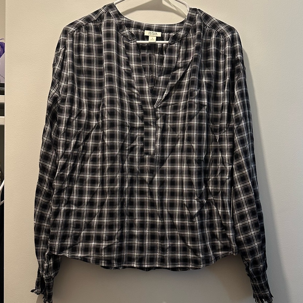 Black and white plaid blouse